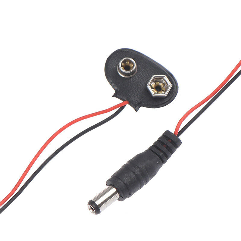 2 Pcs Snap 9V (9 Volt) Battery Clip Connector T Type Black w CableY WF