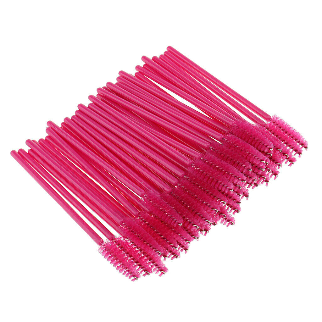 100 Pieces Disposable Eyelash Mascara Wands Applicator Makeup Brush Rose Red