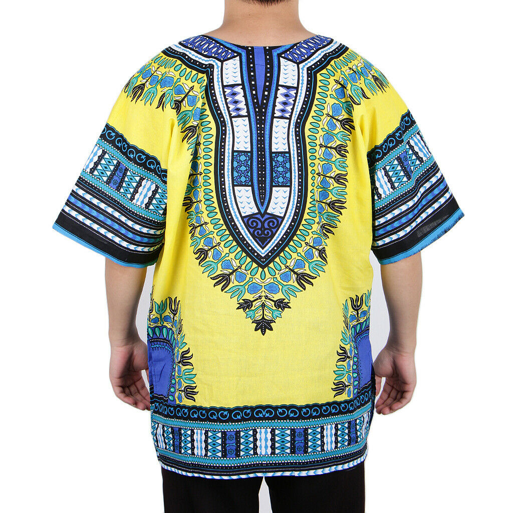 African Prints Shirt Dress Cotton Dashiki Caftan Rappers Tops for Women Men