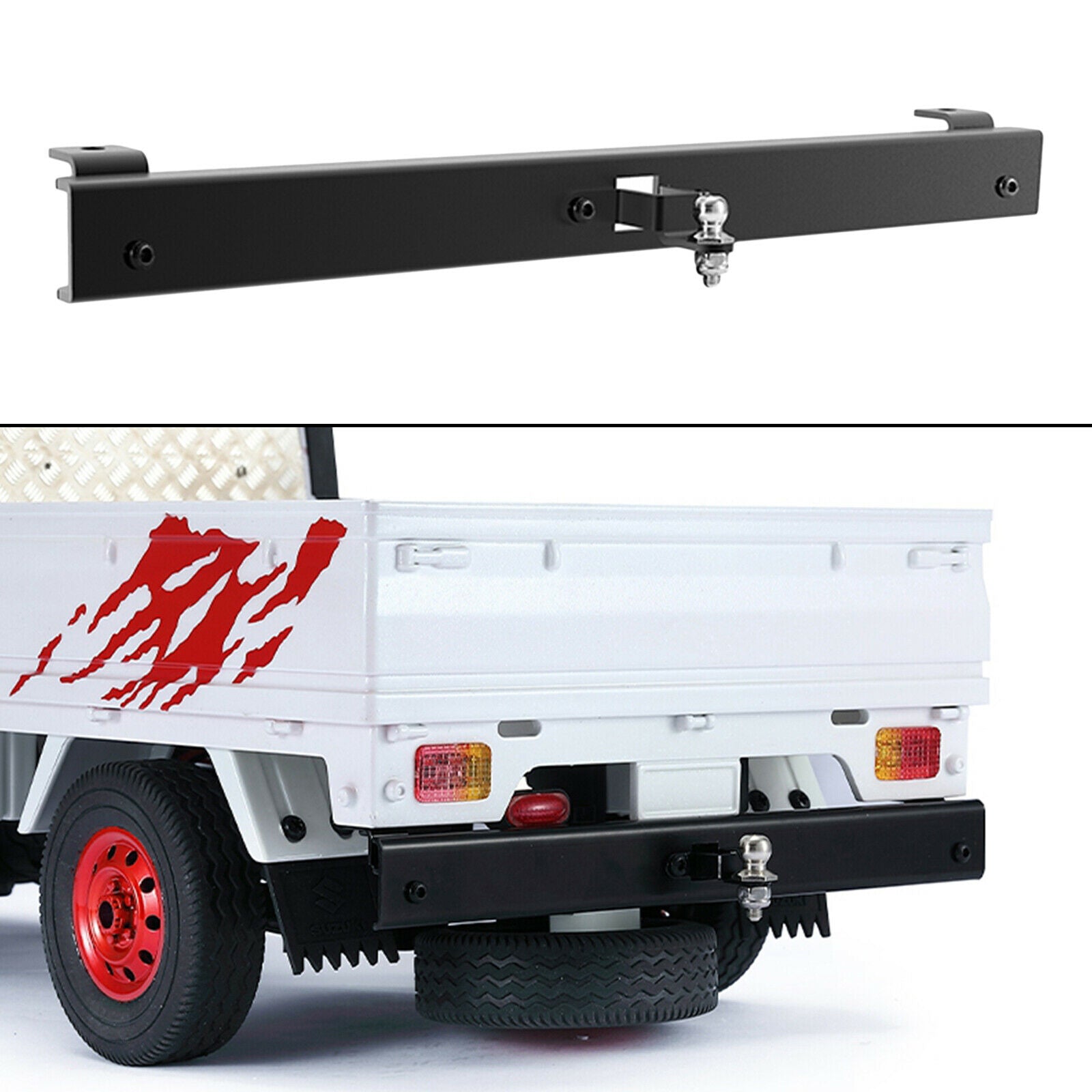 RC CNC Metal Rear Bumper Bull Bar for WPL D12 Pickup Truck RC Car Upgrade