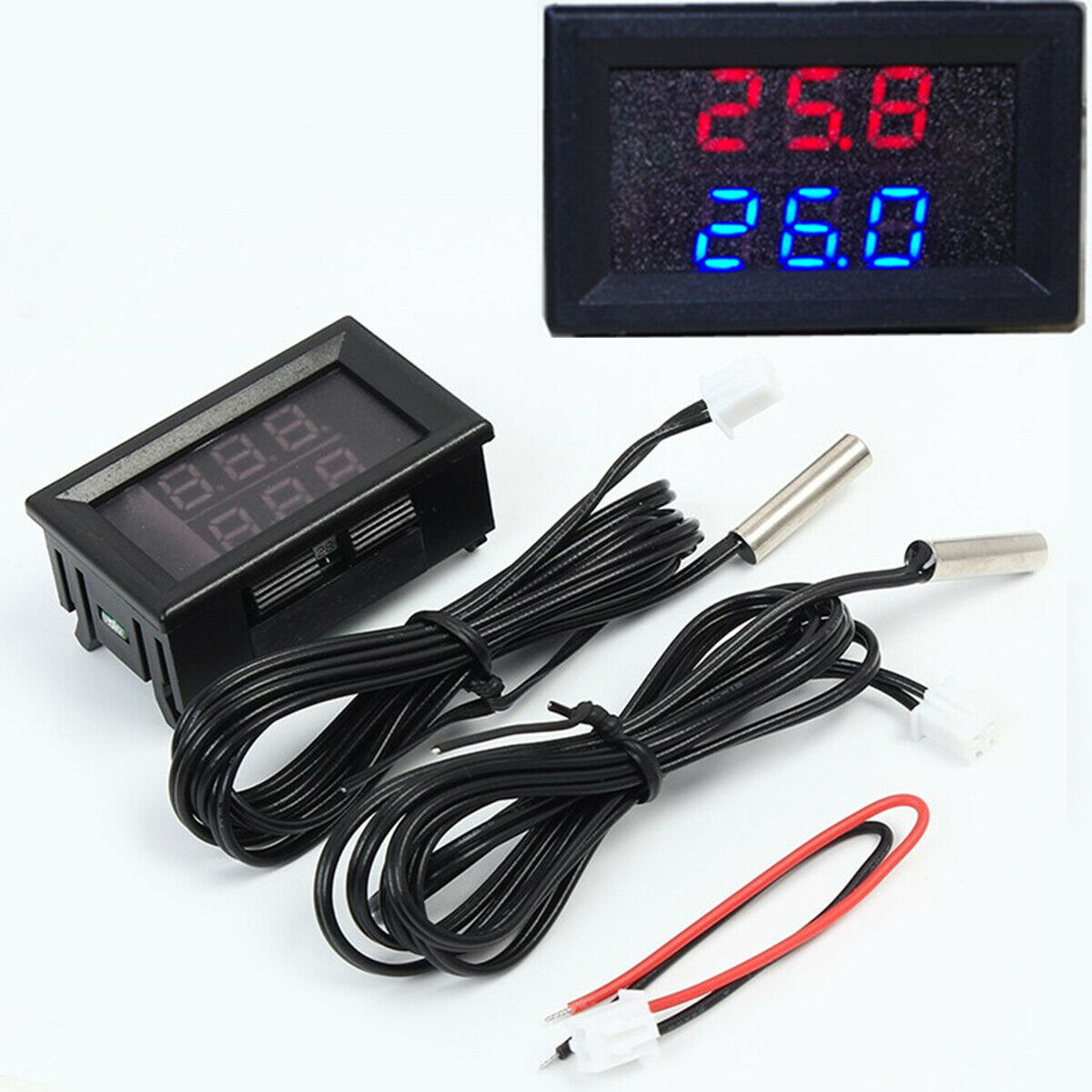 Two-way thermometer Digital Gauge  LED Display For Intercooler Supercharger