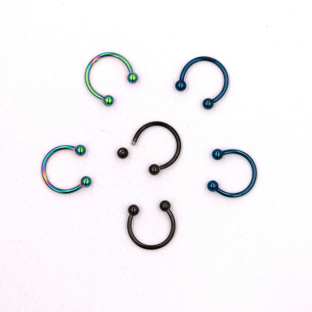 Lot 3 PAIRS 16g  Circular Ball Septum Lip Nose Ring Body Piercing