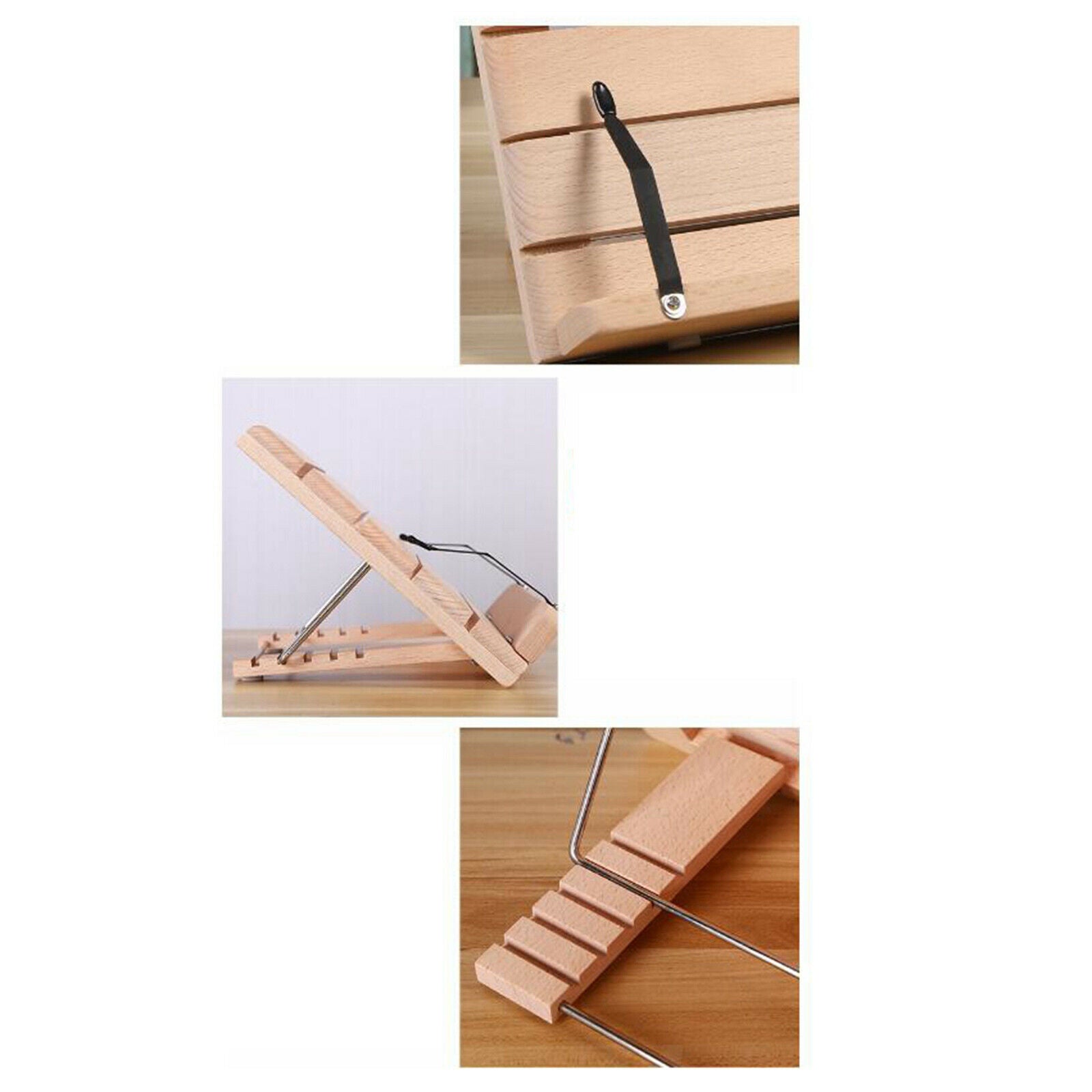 Folding Beech Book Stand Holder PC Magazines Textbooks Desk Table Easel