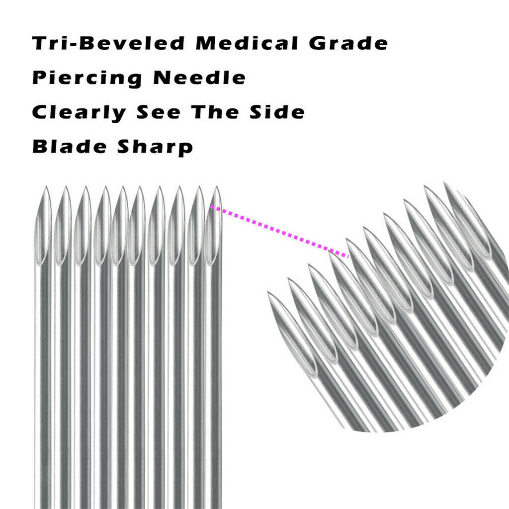 10pcs 14G Stainless Steel Piercing Body Needle For Lip Ear Navel Tattoo Skin