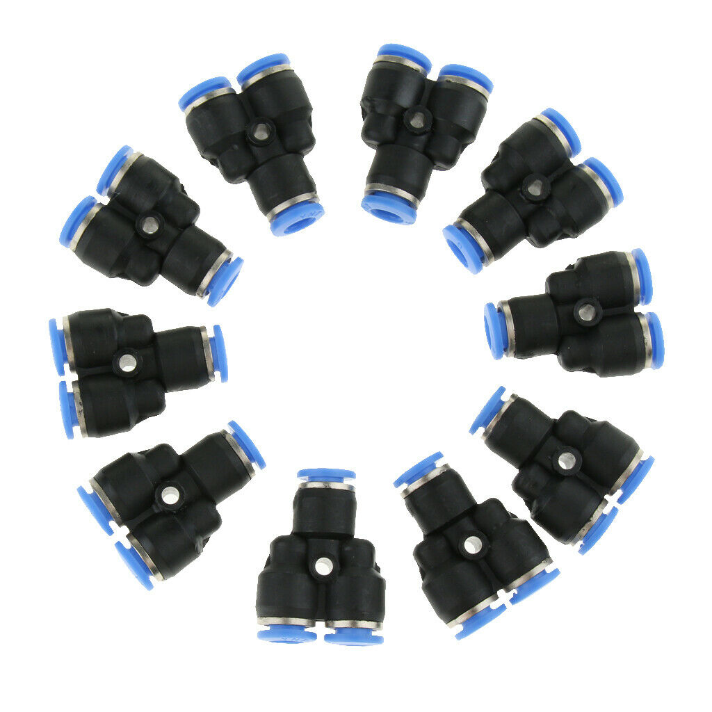 10 Pcs Pneumatic Y Connector Hose Tube 6mm 1/4'' Air Push To Connect Fitting