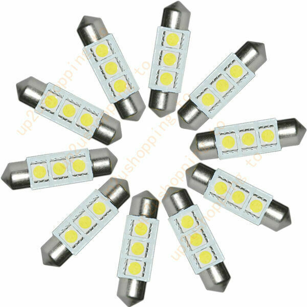 5X White 36MM 3 LED 5050 SMD Festoon Dome Car Light Interior Lamp Bulb 12V