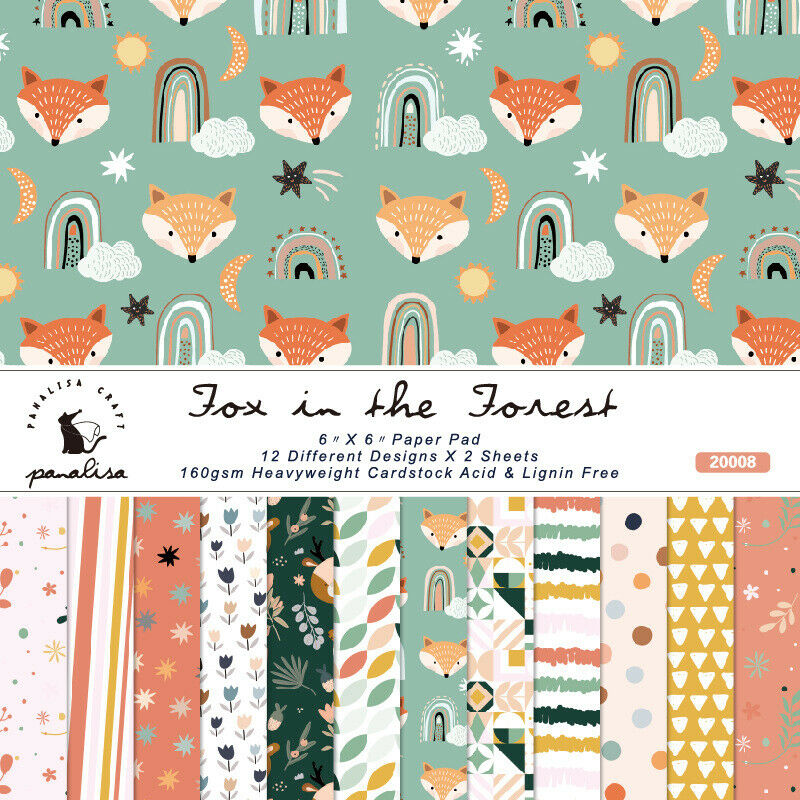 12Pcs Fox Paper Pad Single-sided Scrapbooking Photo Album Card Journal Decor DIY