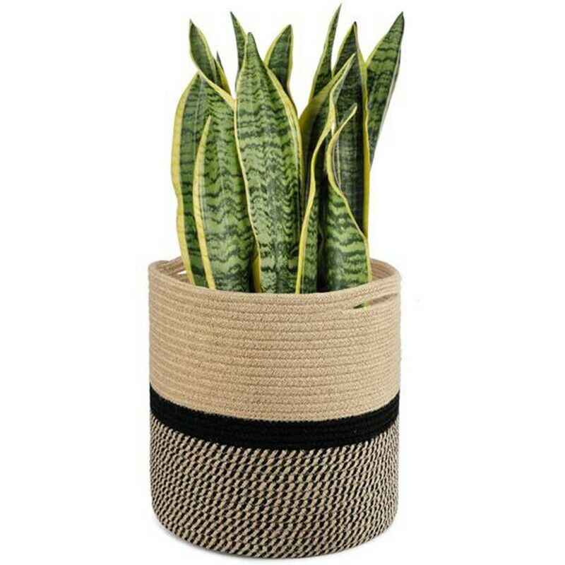 Organizer Basket Planter Basket Cotton Rope Woven Flower Pot Cotton SundriesQ6I4