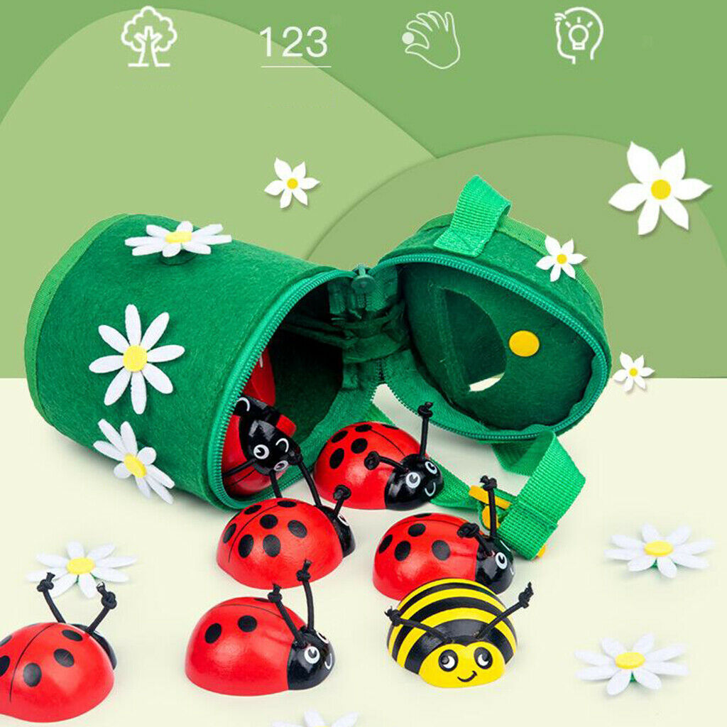 Wooden Counting Ladybugs Teaching Motor Skill Math Toys for 3 4 5 Years Old