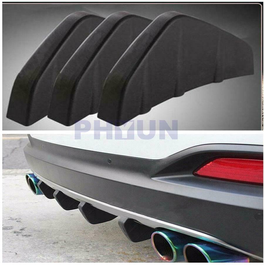 4x Universal Car Rear Bumper Lip Diffuser Shark Fins Splitter ABS Plastic Black