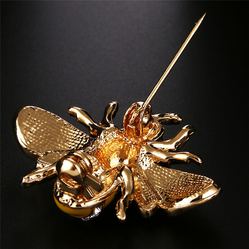 Women Delicate Enamel Little Bee Crystal Rhinestone Collar Pin Brooch Jewe.l8