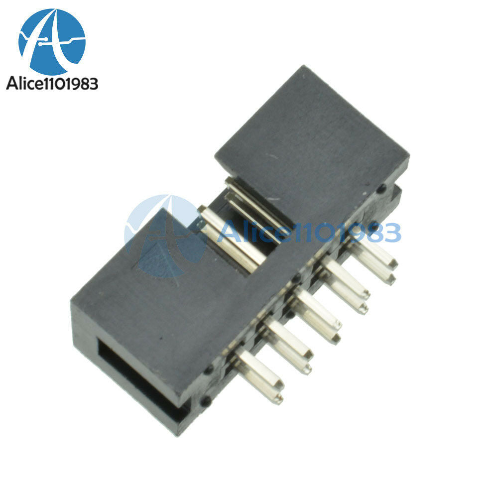 10PCS 2.54mm 10 Pin 2x5 Pin Double Row Straight Male Shrouded header IDC Socket