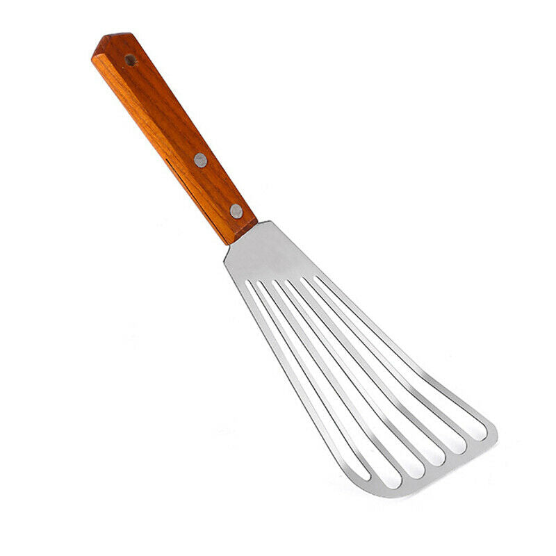 Stainless Steel Slotted Turner Fish Spatula With Wooden Handle Kitchen To.l8