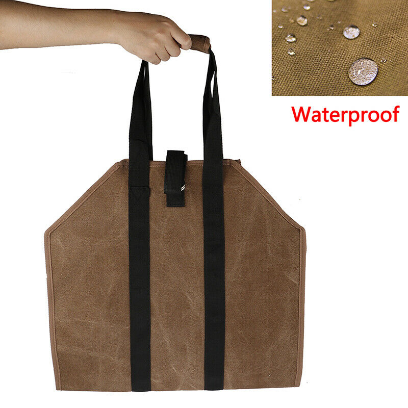 Firewood Carrier Log Carrier Wood Carrying Bag for Fireplace 16oz Waxed Canva.DD