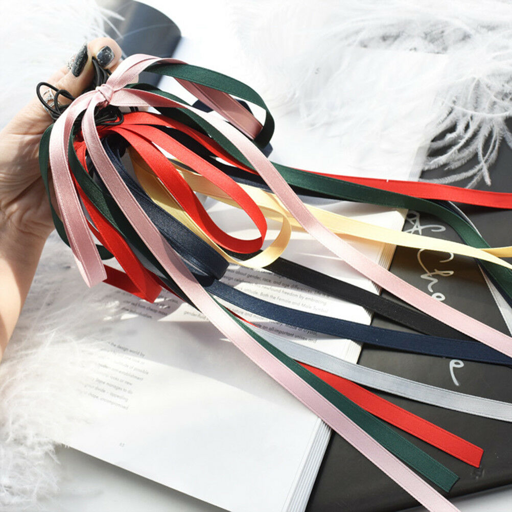 2Pcs Women Girls Hair Bow Silk ribbon Long streamers hair Rope Beach hair.l8