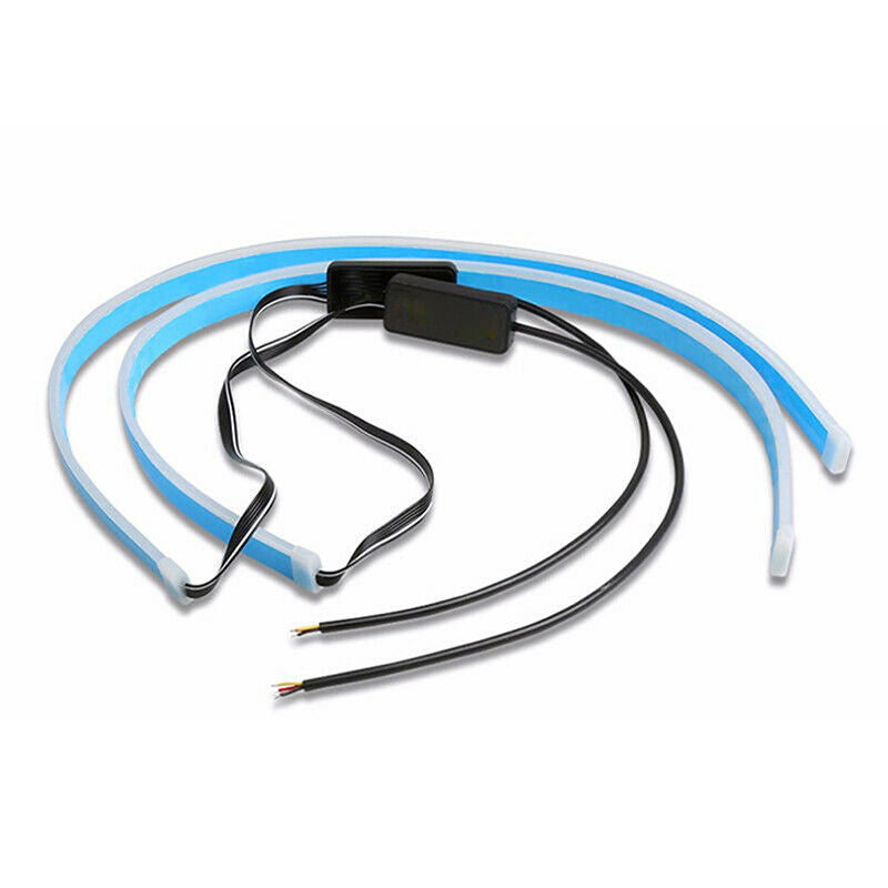 2X 45cm LED Switchback Headlight Sequential DRL Light Strip Tube Blue&Yellow Xz