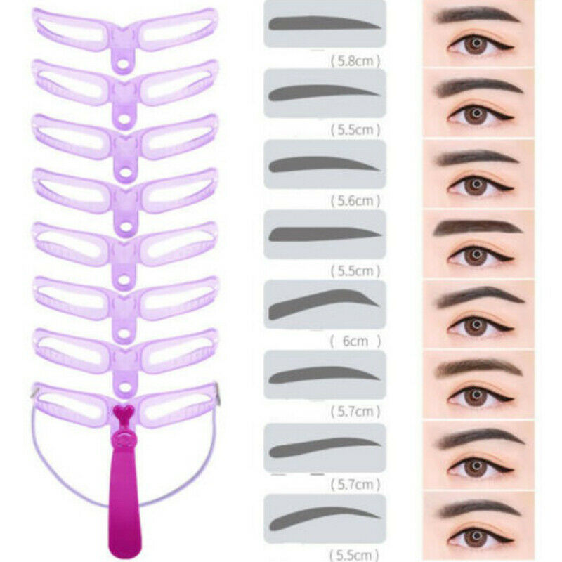 8PCS DIY Eyebrow Shaper Makeup Template Eyebrow Grooming Shaping Stencil KitBDD