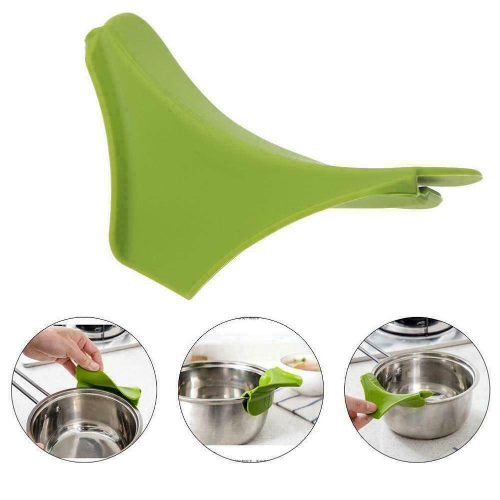 Anti-spill Home Kitchen Funnel Silicone Slip On Pour Spout Pots Pans Utensil