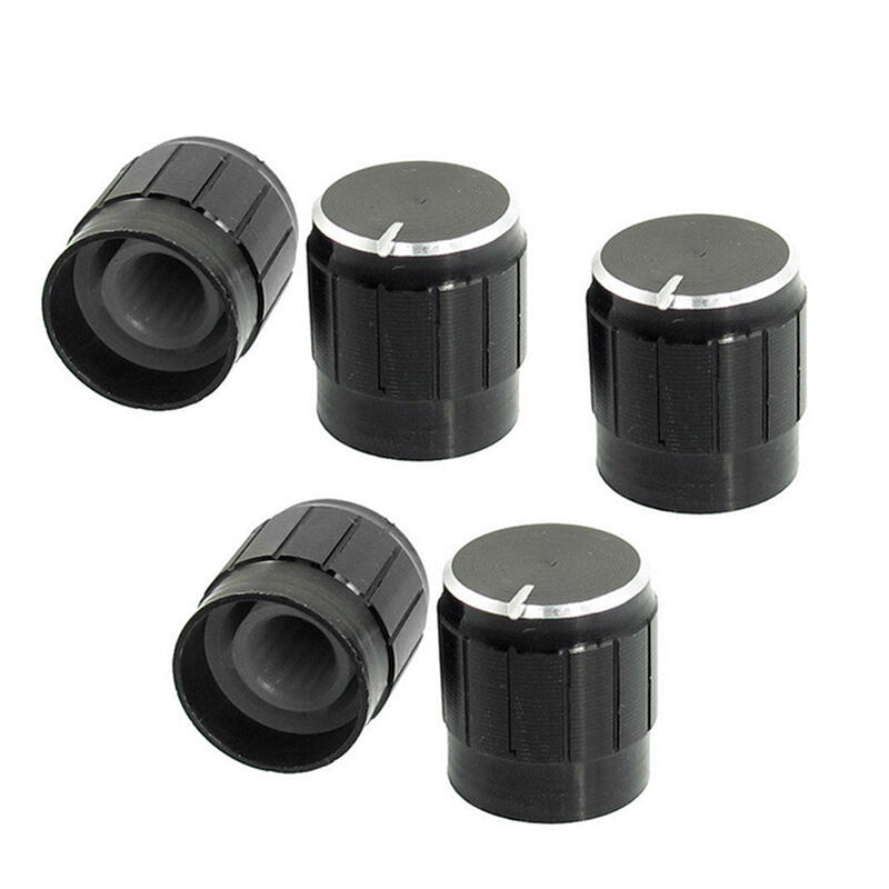 10 Volume Control Rotary Knobs Black for 6mm Dia. Knurled Shaft Potentiometer Lt