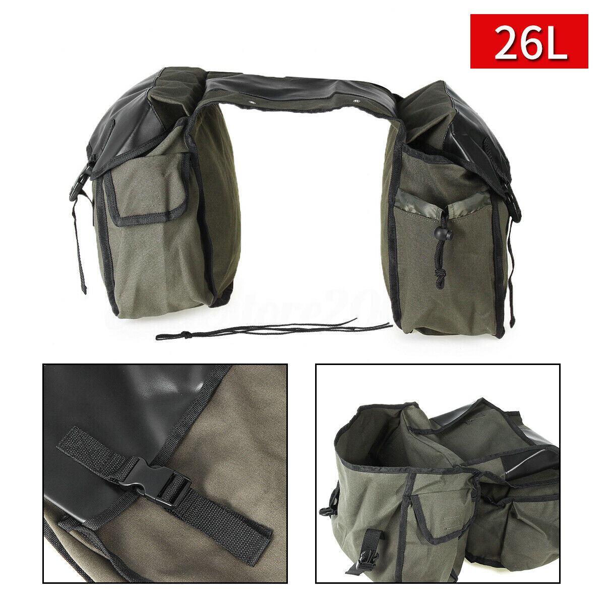 26L Universal Canvas Motorcycle Side Saddle Bag Pannier Luggage Storage