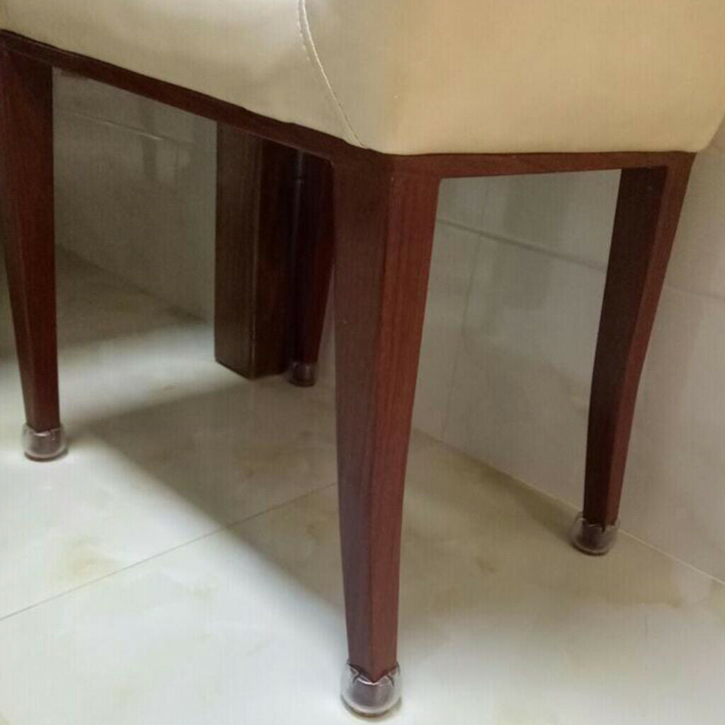 10 Chair Leg Caps Flexible Rubber Floor Protectors Clear Round Leg 12-16mm