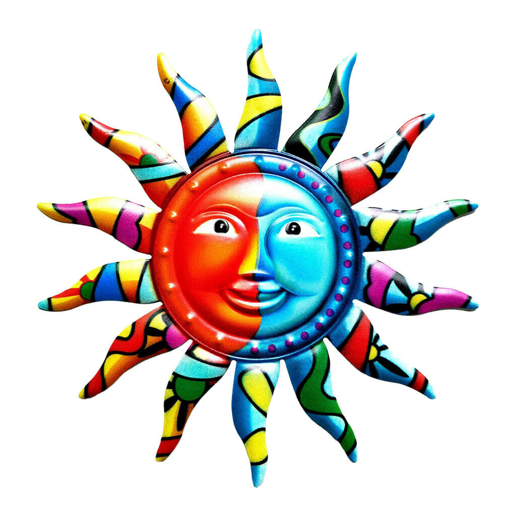 Metal Sun Wall Art Decor Home Living Room Sun Face Sculpture Statue Ornament