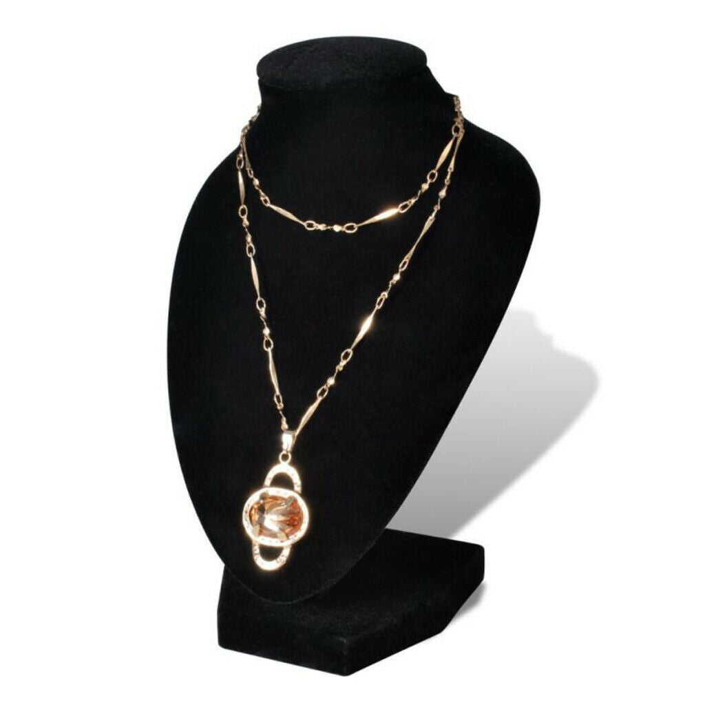4 Packs Black Velvet Necklace Female Bust Display Pendant Jewelry Stands