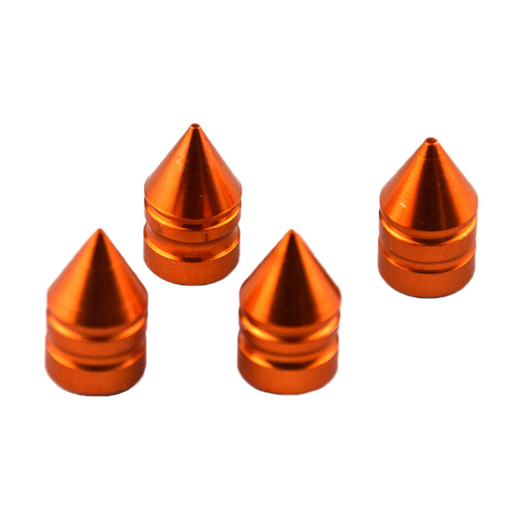 8 Pieces Aluminum Tire/Rim Valve/Wheel Spike Cover Stems Cap Orange