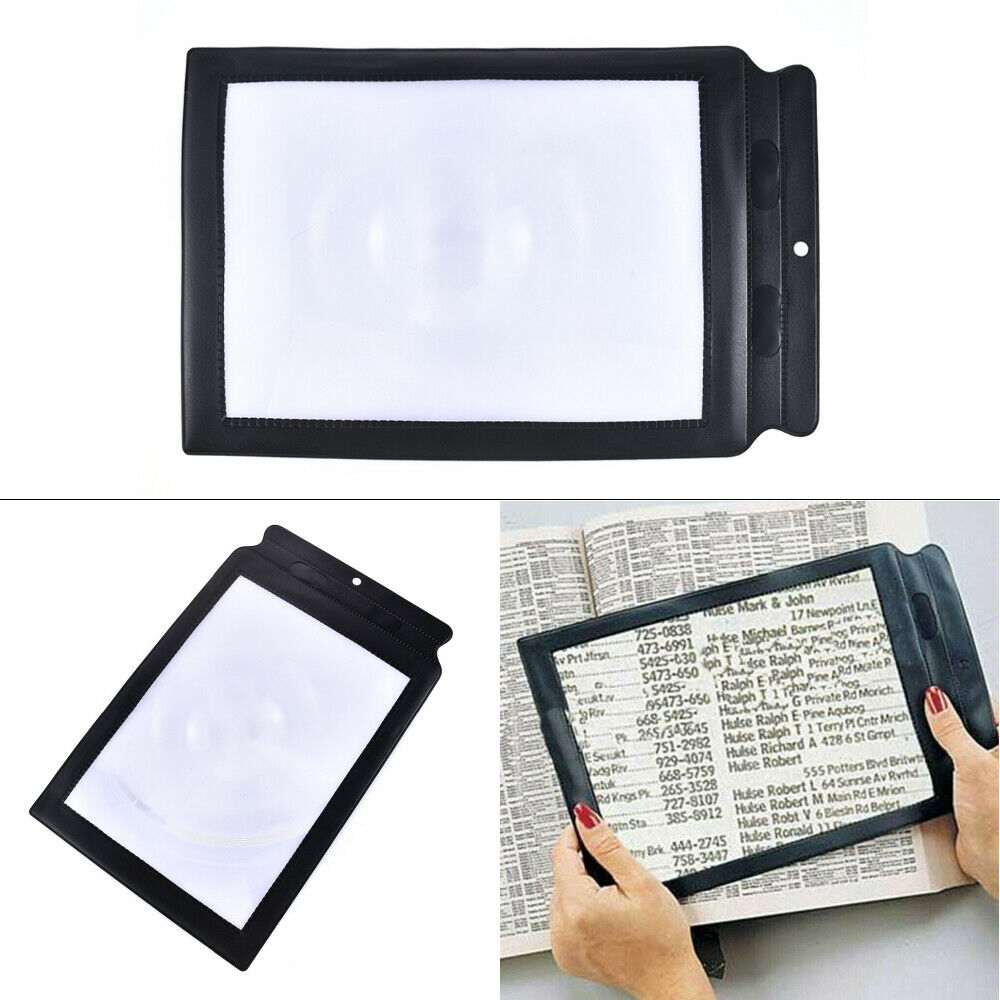 Big Size A4 Flat PVC Magnifier Sheet X4 Book Page Magnifying Reading Glass Lens~