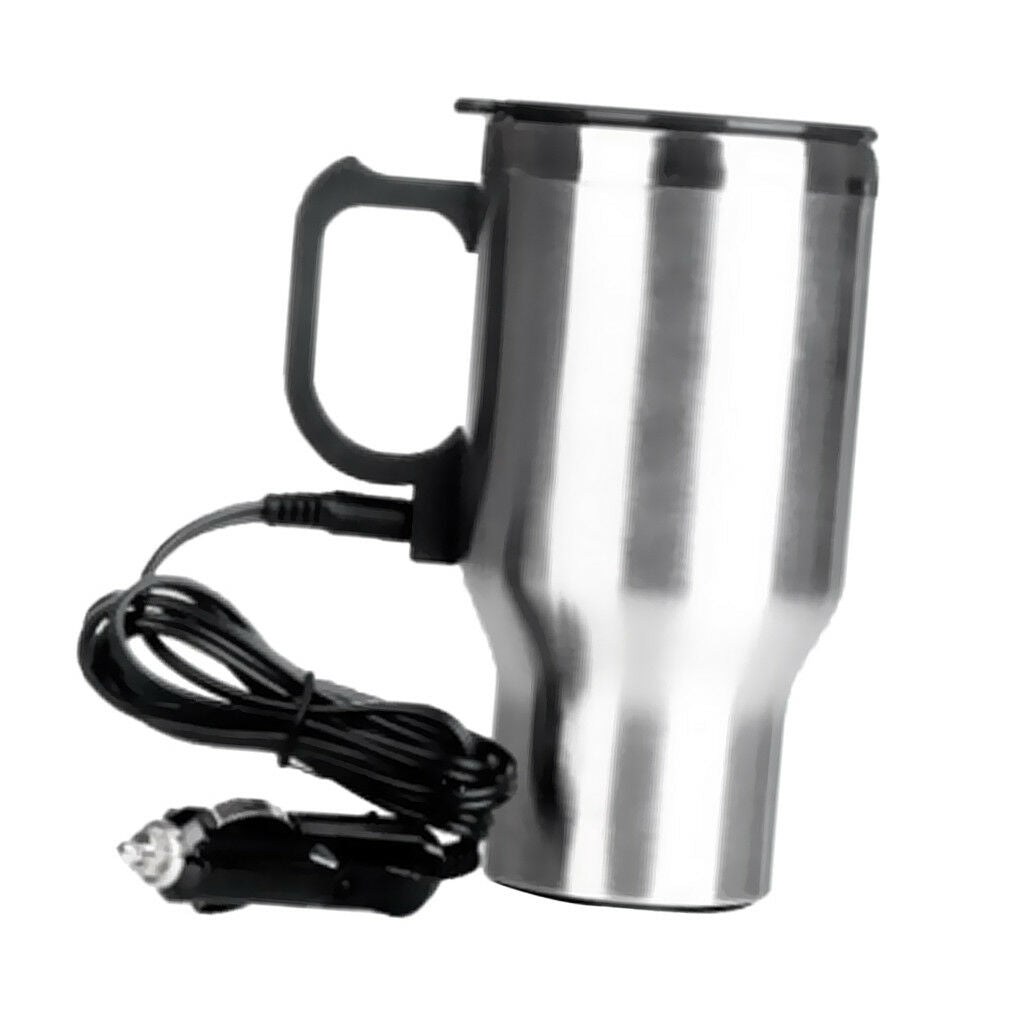 Car Heated Travel Mug 12V Stainless Steel Thermal Mug For Travelling Outdoor