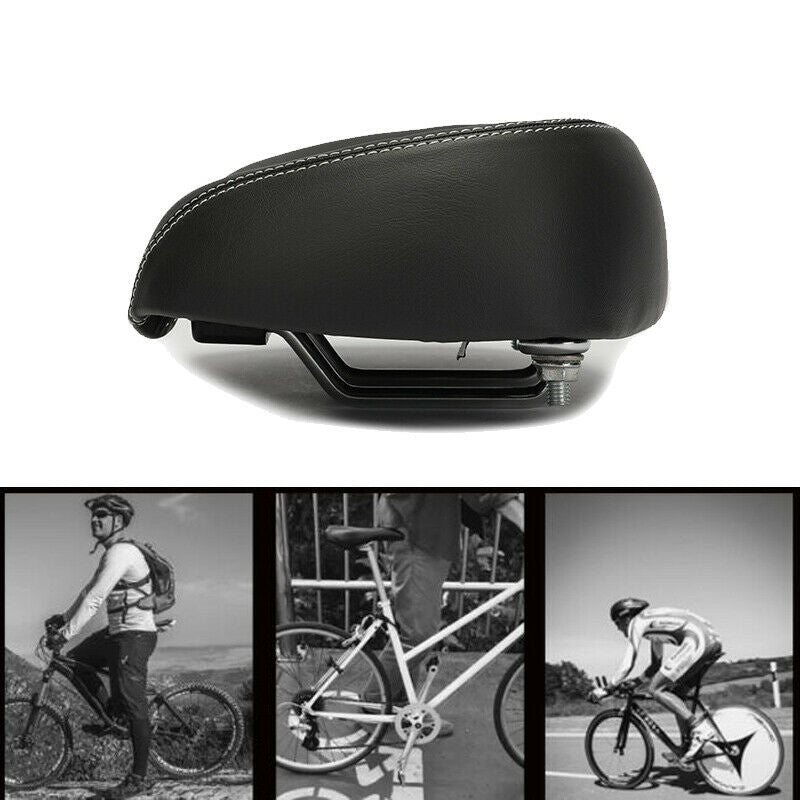 1PC Bicycle Breathable Comfort Elastic E-Bike MTB Saddle Wide Seat Cushion Black