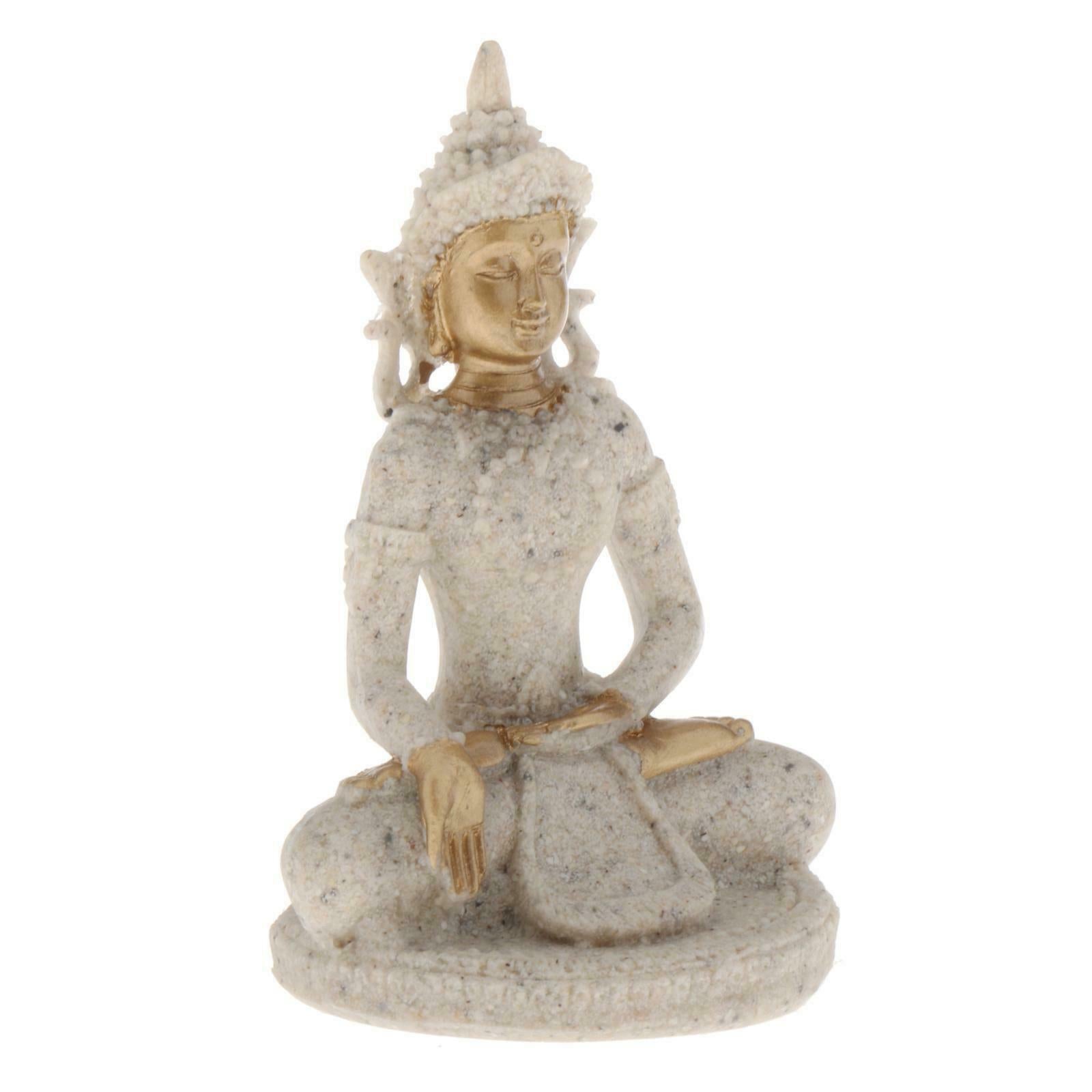 Buddha Statue in Meditation Pose Made with Natural Sandstone Bring Good Luck