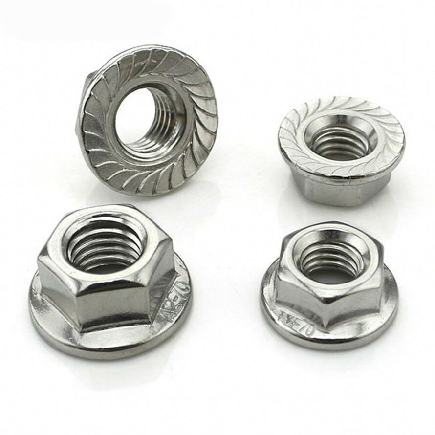 M10 x 1.0mm Fine Pitch Serrated Flange Nuts Hex Lock Nuts 304 A2 Stainless Qty 2