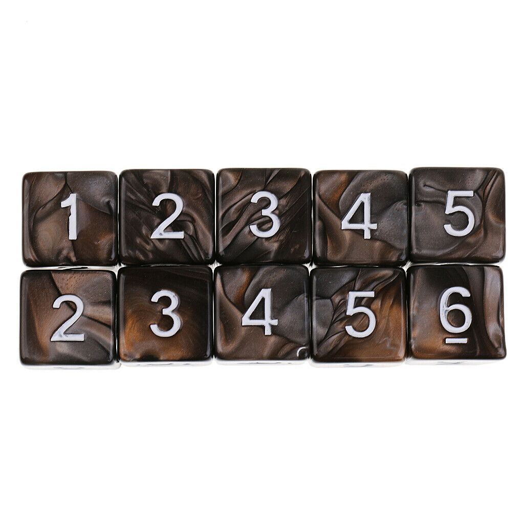 10X D6 Polyhedral Dice for  Games Durable Gray Coffee