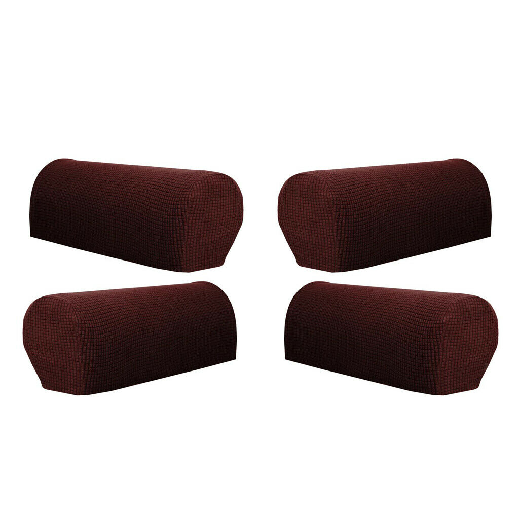 Set of 4 Flannel Furniture Sofa Armrest Covers Protectors Dark Coffee