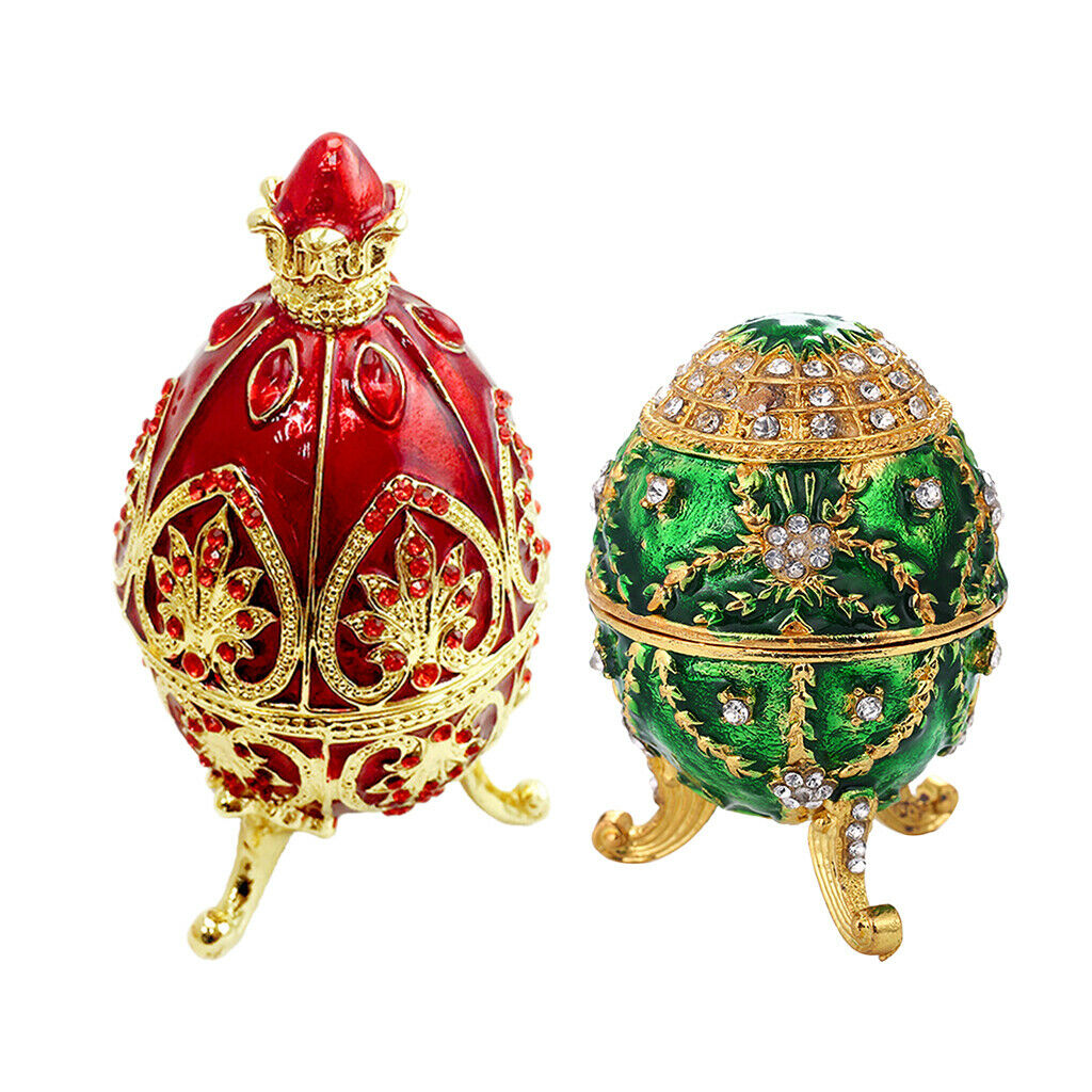 Pack of 2 Easter Egg Jewelry Box Storage Organizer Birthday Decor Ornament