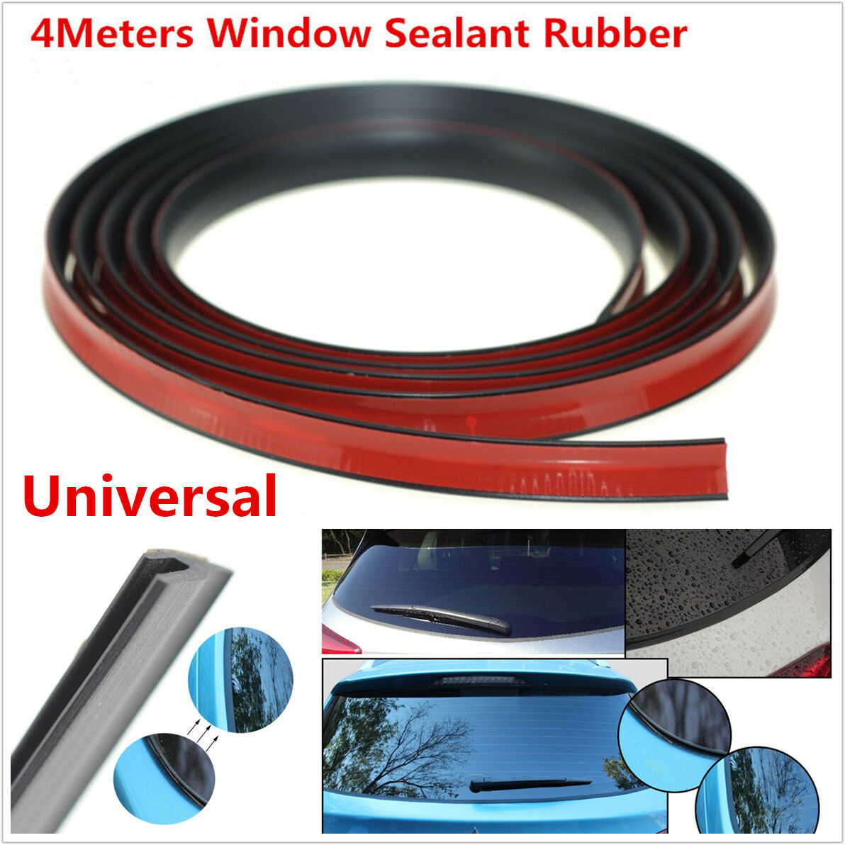 4M Black Sealed Strips Trim Moulding For Car SUV Window Glass Seal Weatherstrip