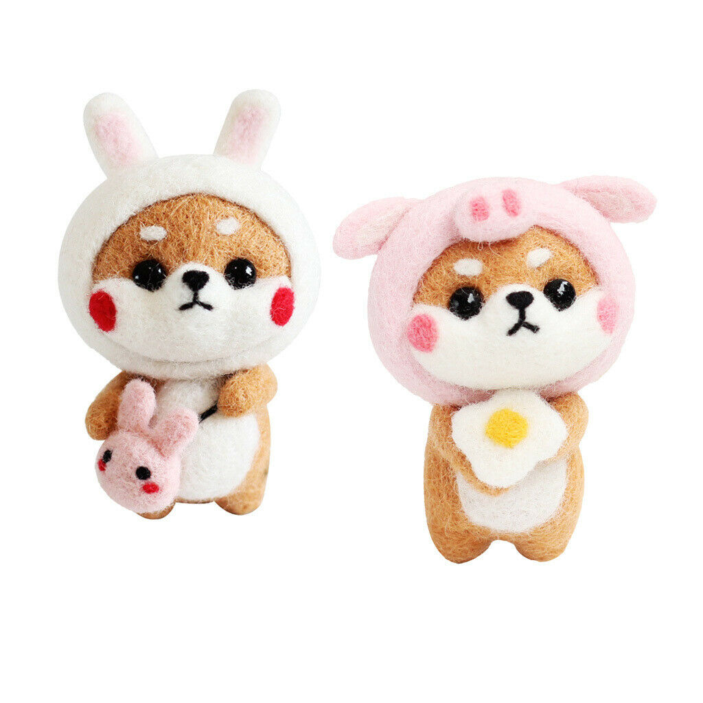 2 Pack Cute Dog Felt Craft Kits Tutorials Roving Crafts Home Pig Rabbit