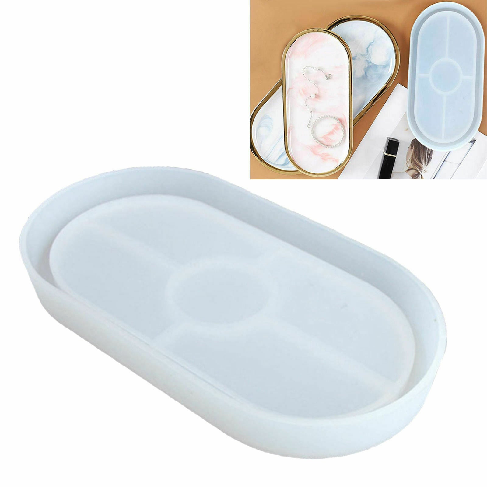 Silicone DIY Makeup Coaster Serving Tray Molds Resins Mould for Soap Dish