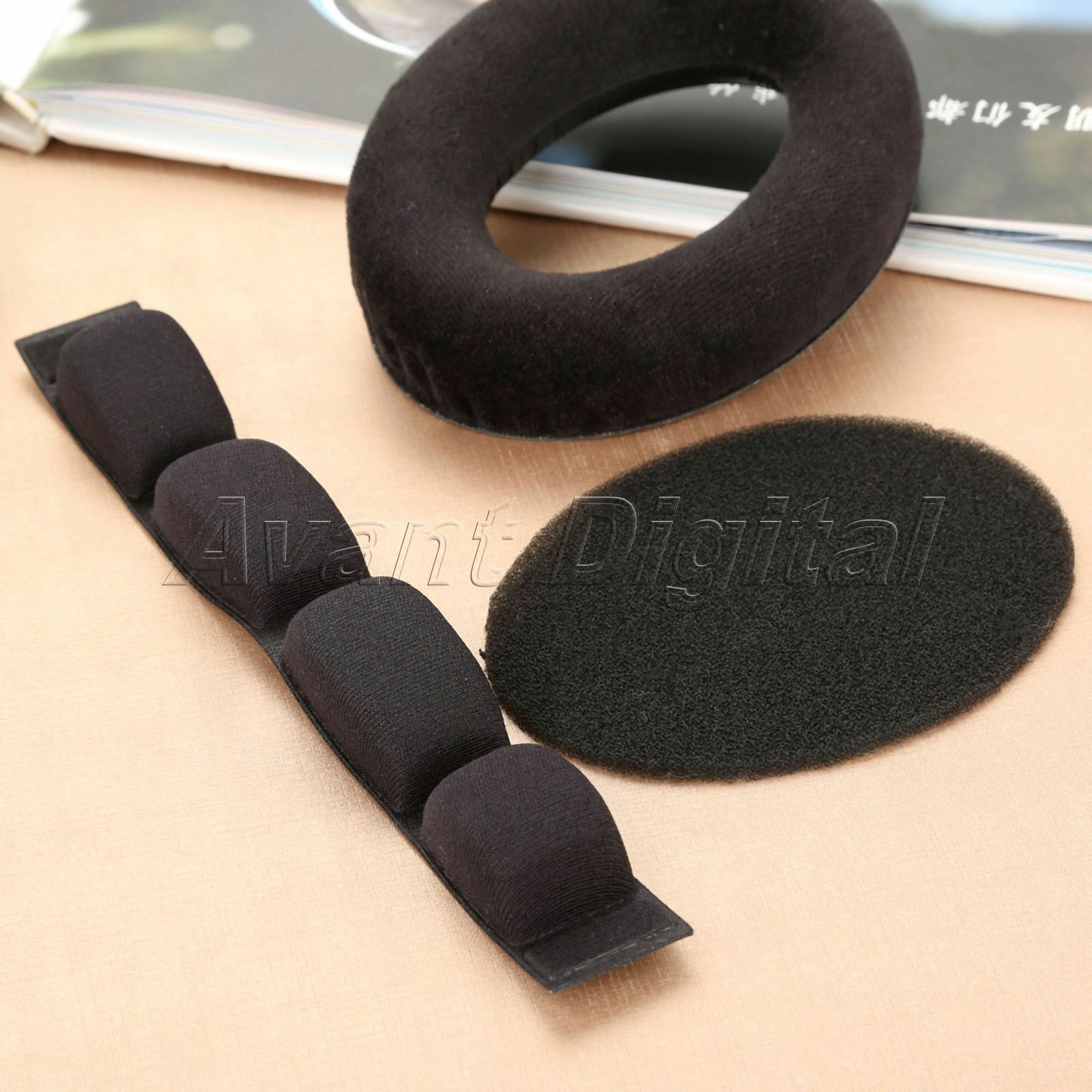1 Pair Black Soft Foam And Velour Earpads & 1 Pc Headband & 1 Pc Inside Foam Pad