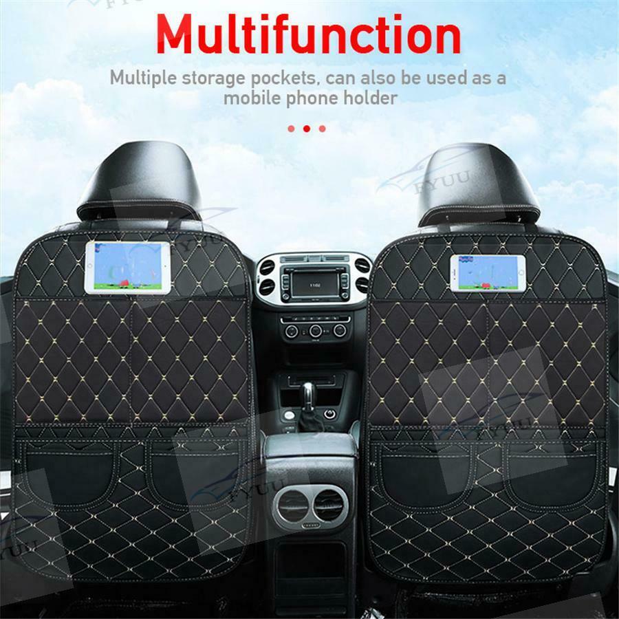 2PC Pu Leather Car Seat Anti-Kick Protector Storage Mats For Children Kid Baby