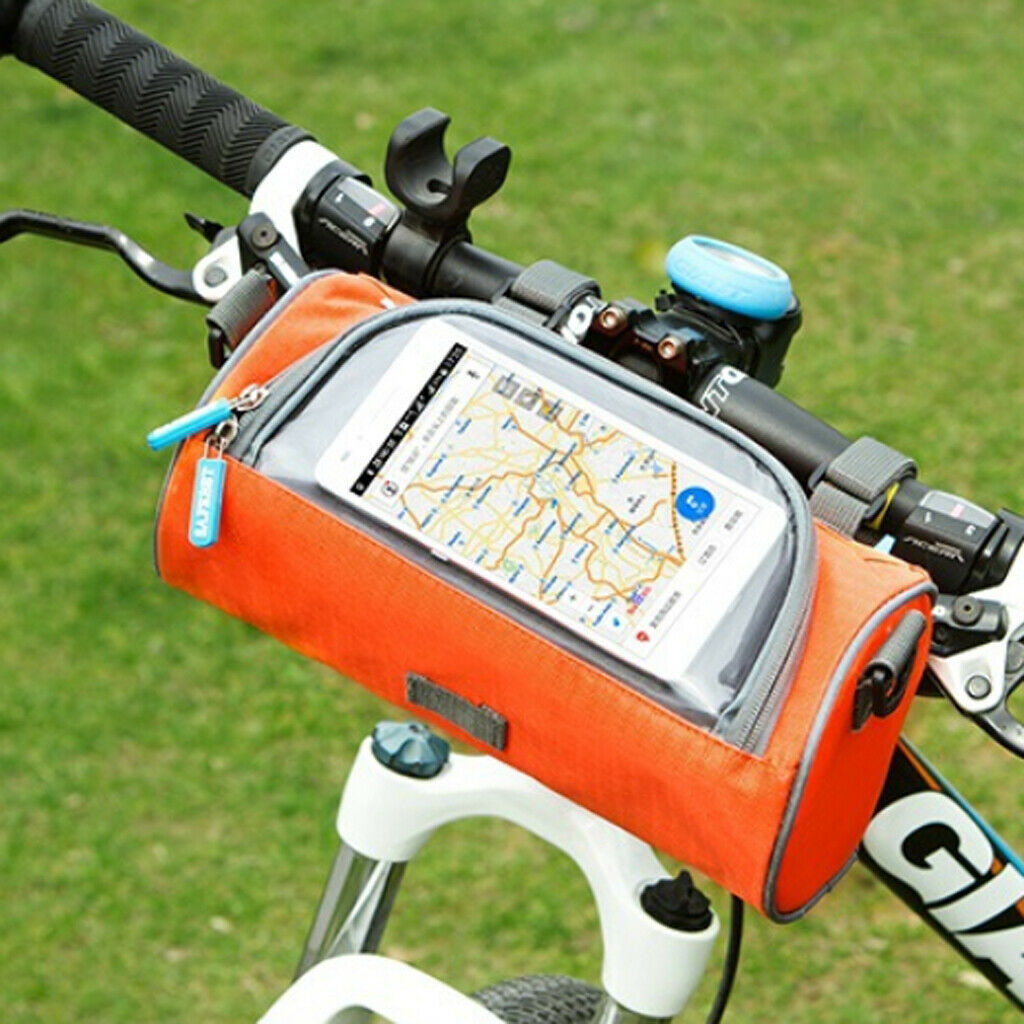 Bicycle Mobile Phone Pouch Handlebar Bag with Touch Screen Round Pink