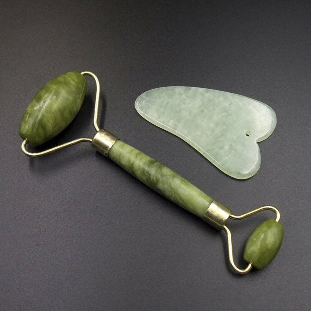 Facial Jade Stone Roller Natural Quartz Beauty Massage Tool Face Massager_