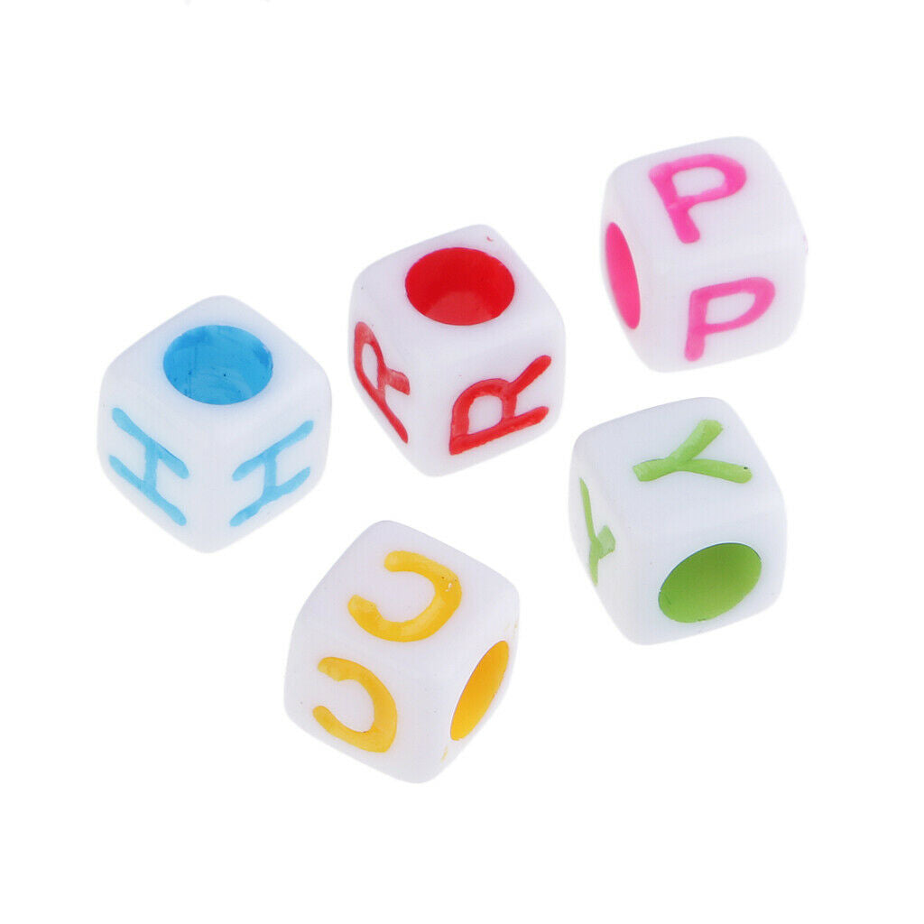 100pcs Cubed Uppercase Alphabet Beads DIY Word Message Children