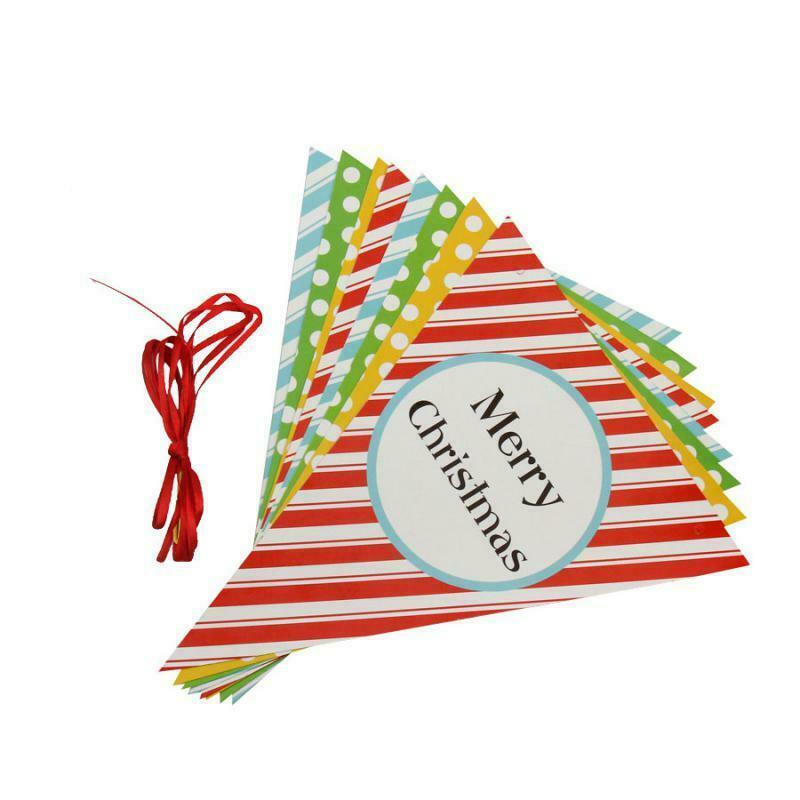 Christmas Cardboard Triangle Flag Snowman Santa Claus Decor Bunting Banner