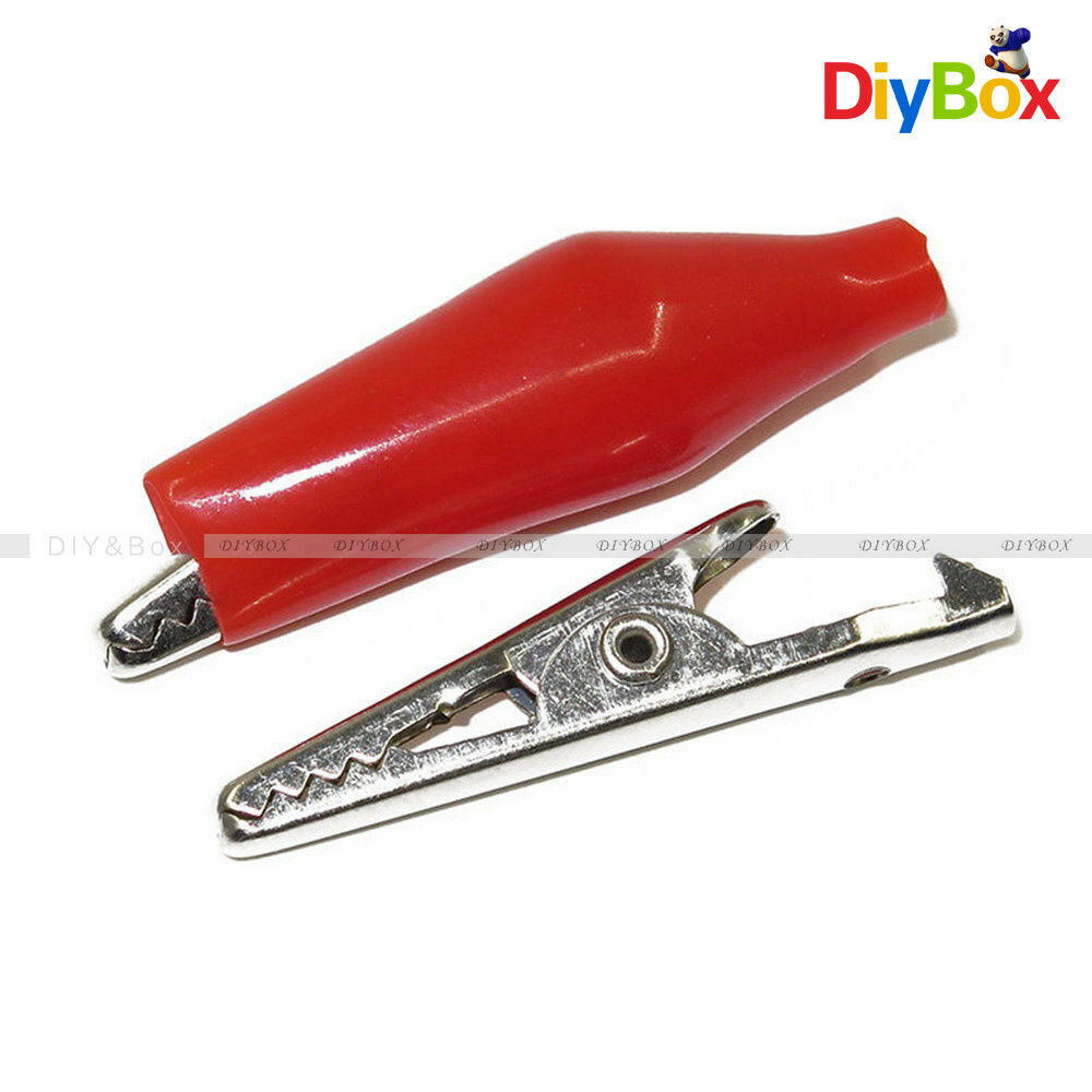 20pcs Black Red Soft Plastic Coated Testing Probe Aligator Clips Crocodile P2001