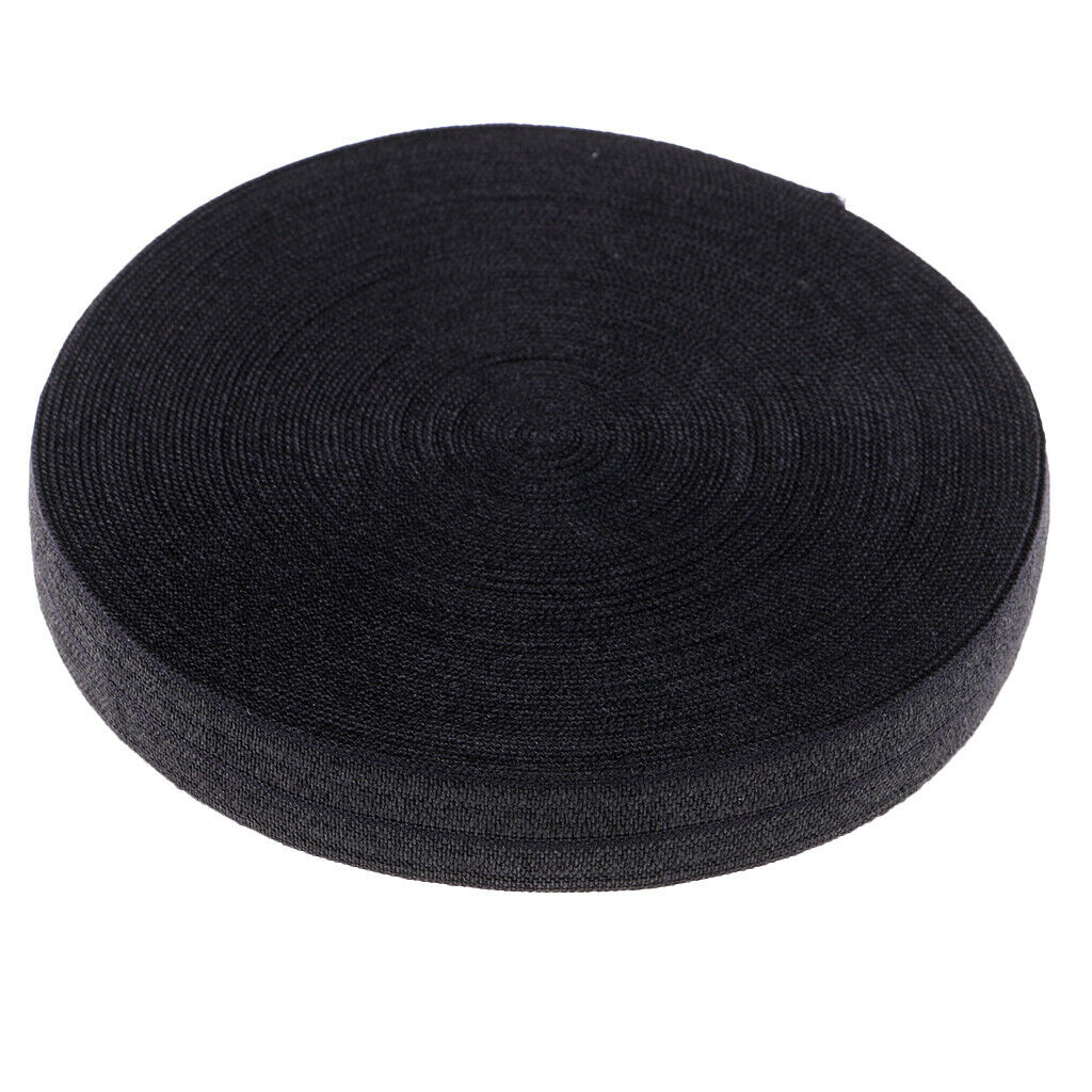 Prettyia 10 Meters Cotton Elastic Band Sewing Trims 15mm Width Black