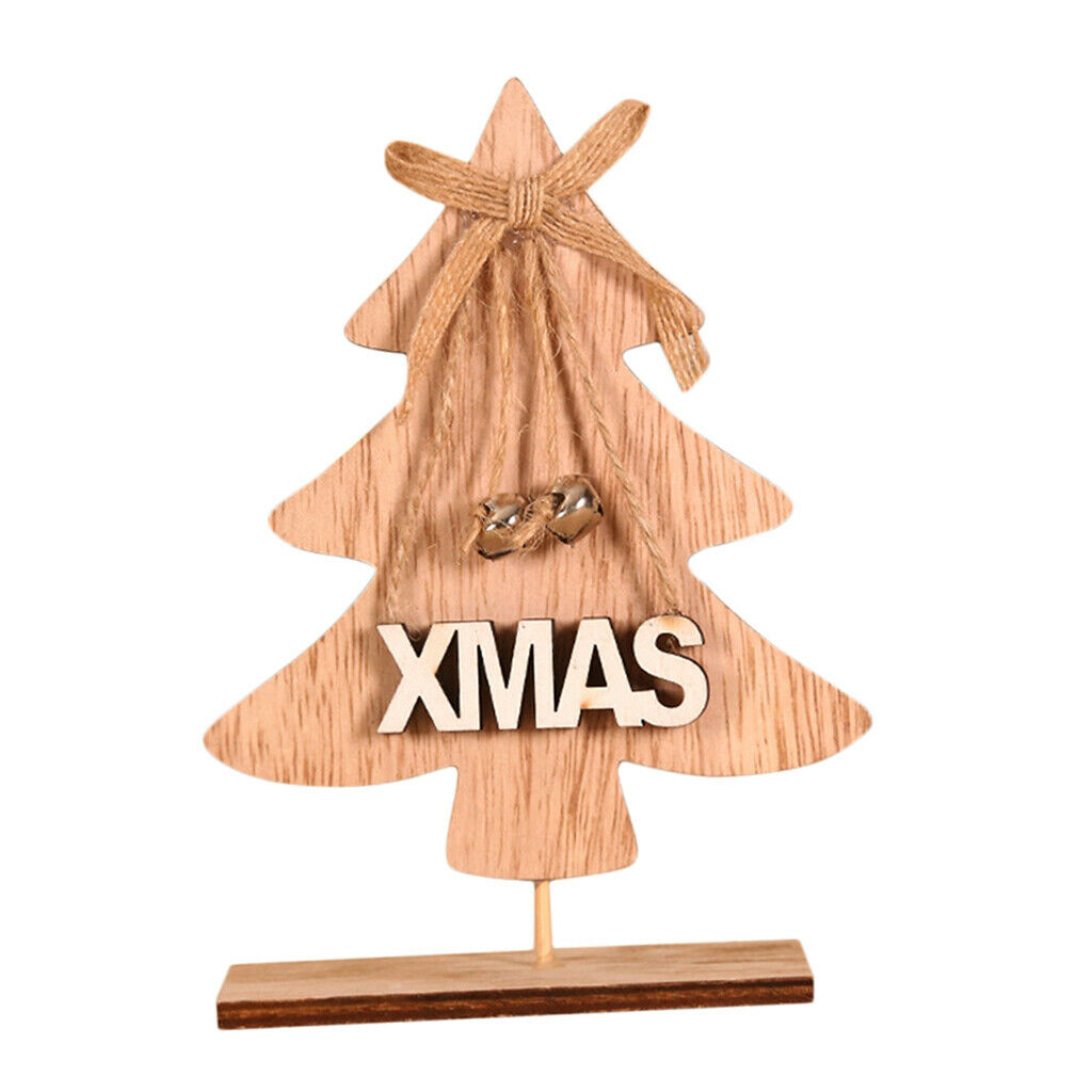Brown Wooden Christmas Tree Desktop Ornaments Table Party Hanging Decoration