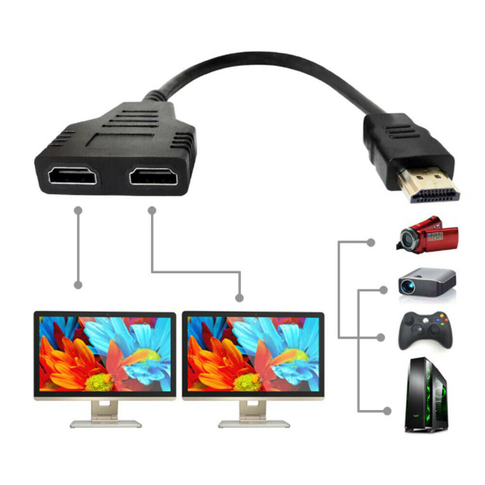 HDMI-compatible Cable Splitter Video Switcher Adapter 1 Input 2 Output Port Hub