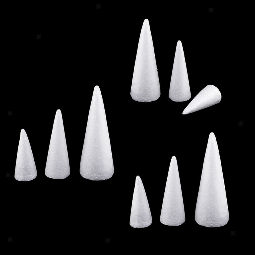 9 Pcs Cone Shape DIY Christmas Tree Styrofoam Foam Modeling Craft 15/20/25cm